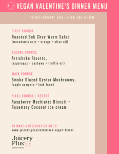 valentines dinner juicery plus